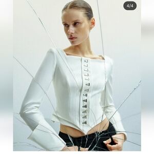 JW PEI Lydia Corset-inspired Blazer White Size 2 Nwt